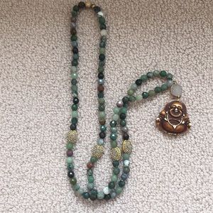 Lariat necklace by HipChik with brown Buddha